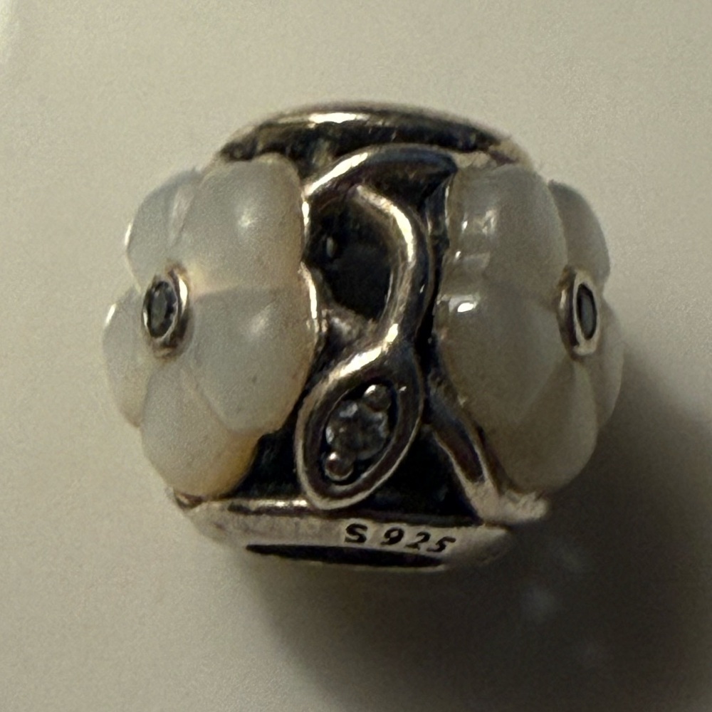 Pandora Silver and White Flower Charm